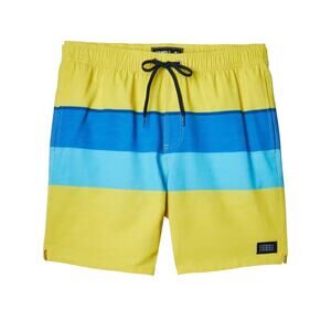 NWT! O'Neill Hermosa Volley Yellow Stripe 17" Board Shorts Swim Trunks XL